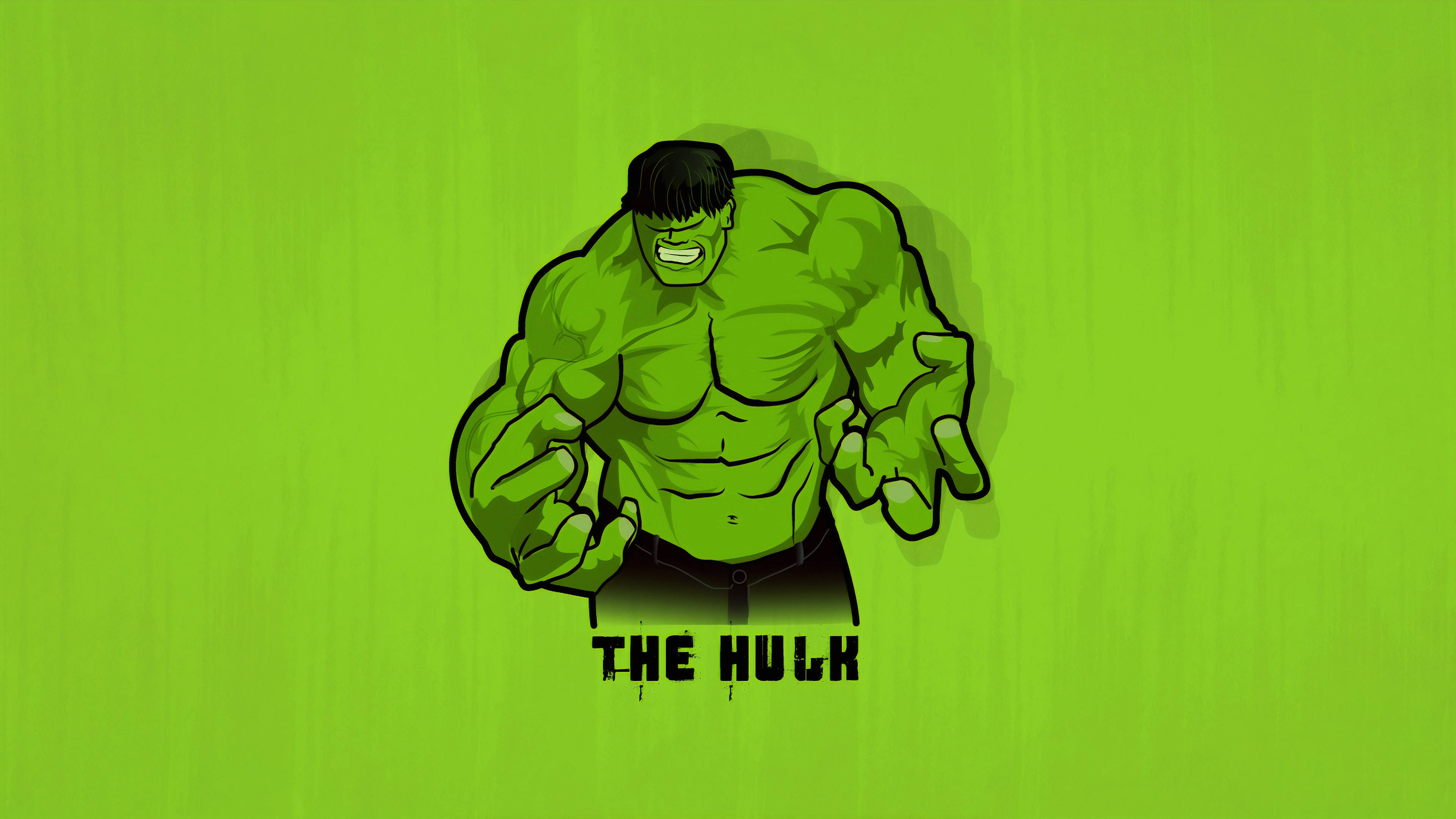 Hulk, black pants, vibrant lime green background, 4K Desktop Wallpaper
