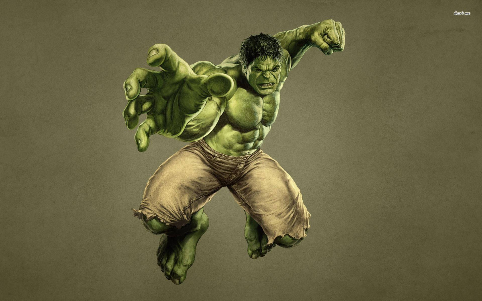 Hulk, green background, leaps forward, Full HD Desktop Wallpaper