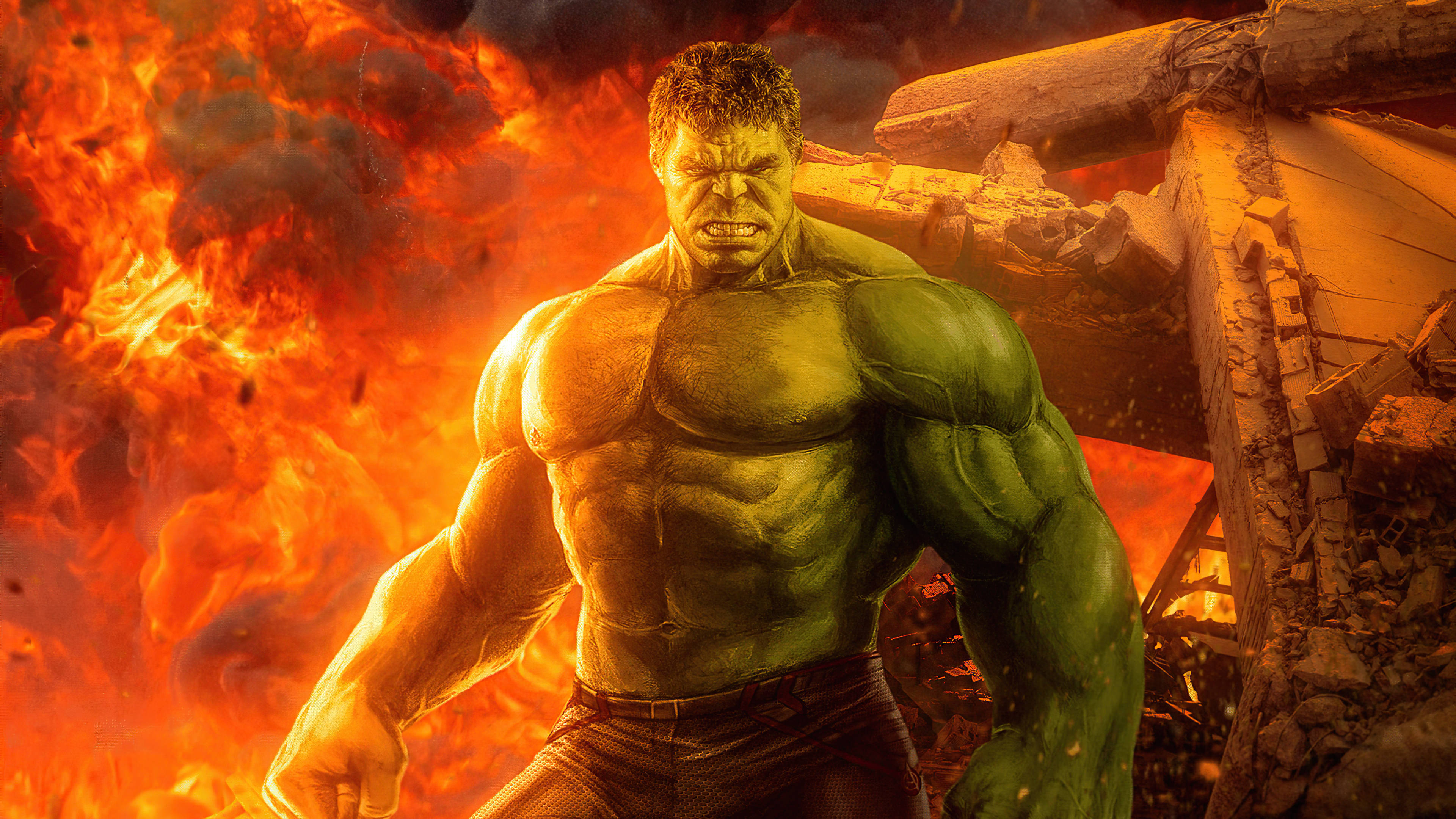 Hulk, 4K, smoky flame, 4K Desktop Wallpaper