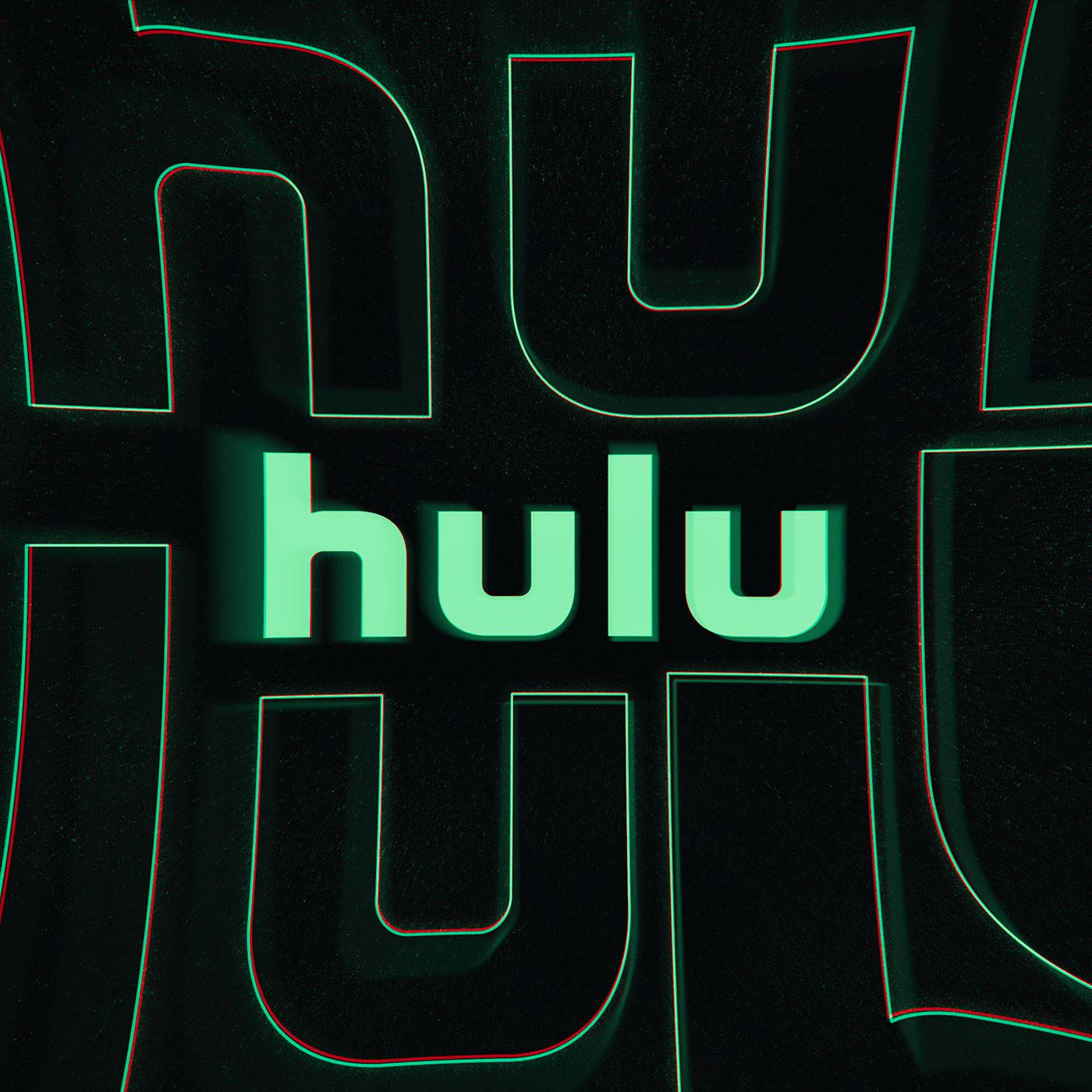Hulu, glowing green, glitchy red outlines, HD Desktop Wallpaper