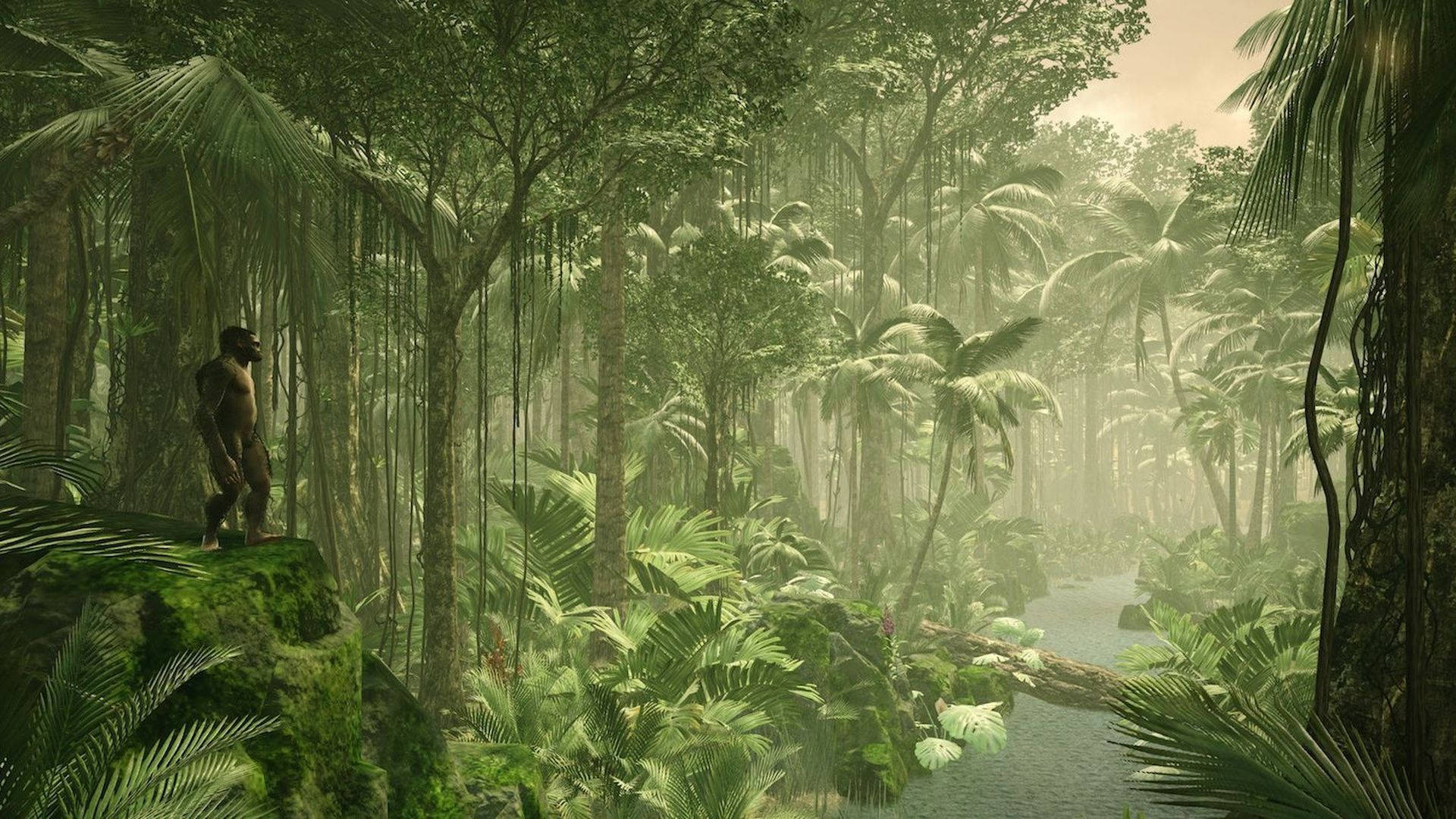 Humankind, rainforest, ape, Full HD Desktop Wallpaper