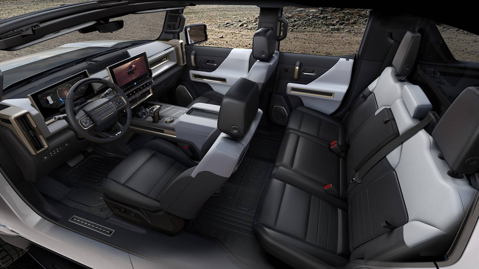 Hummer, black and silver seats, digital dashboard, HD Desktop Wallpaper