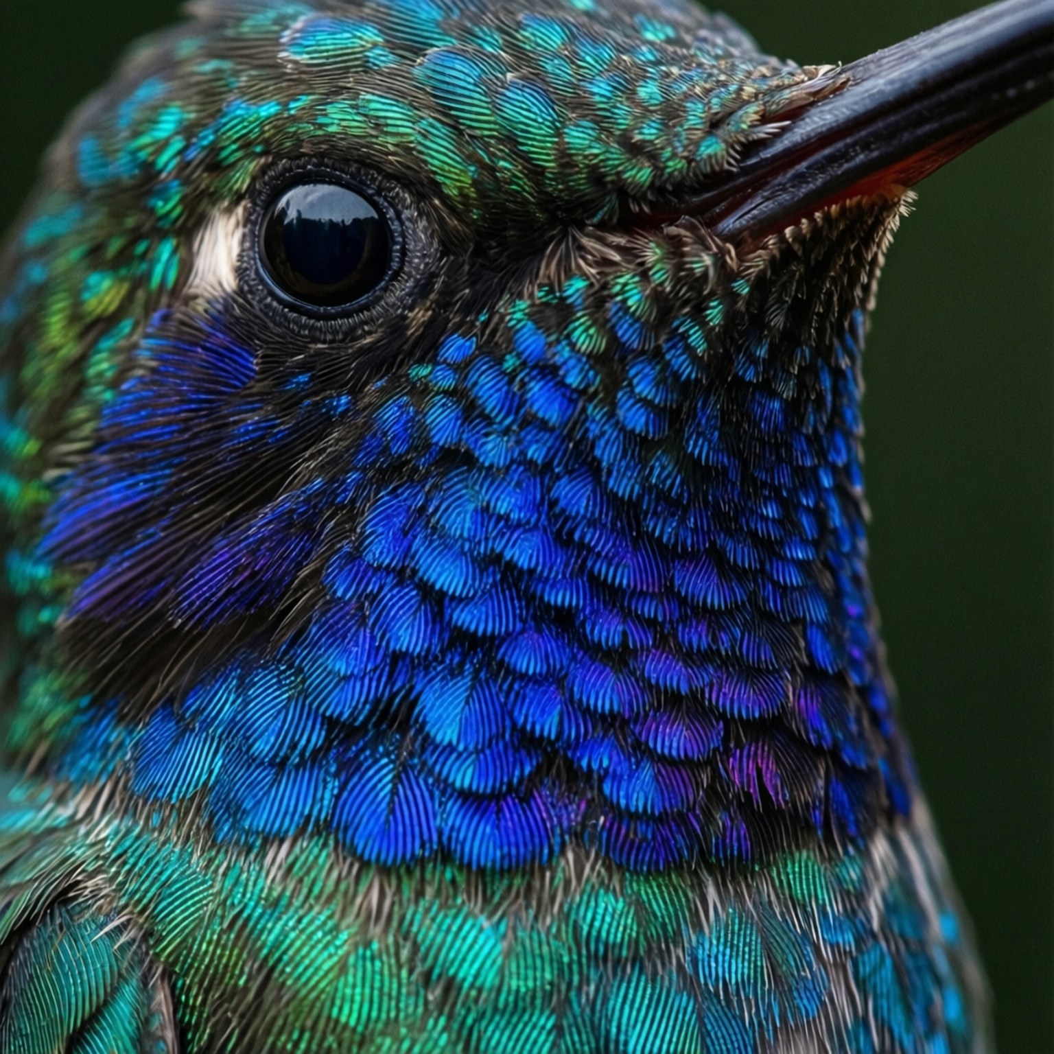 hummingbird, iridescent blue and green feathers, sharp black beak, HD Desktop Wallpaper
