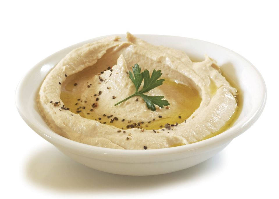 hummus, white bowl, golden olive oil, SD Desktop Wallpaper