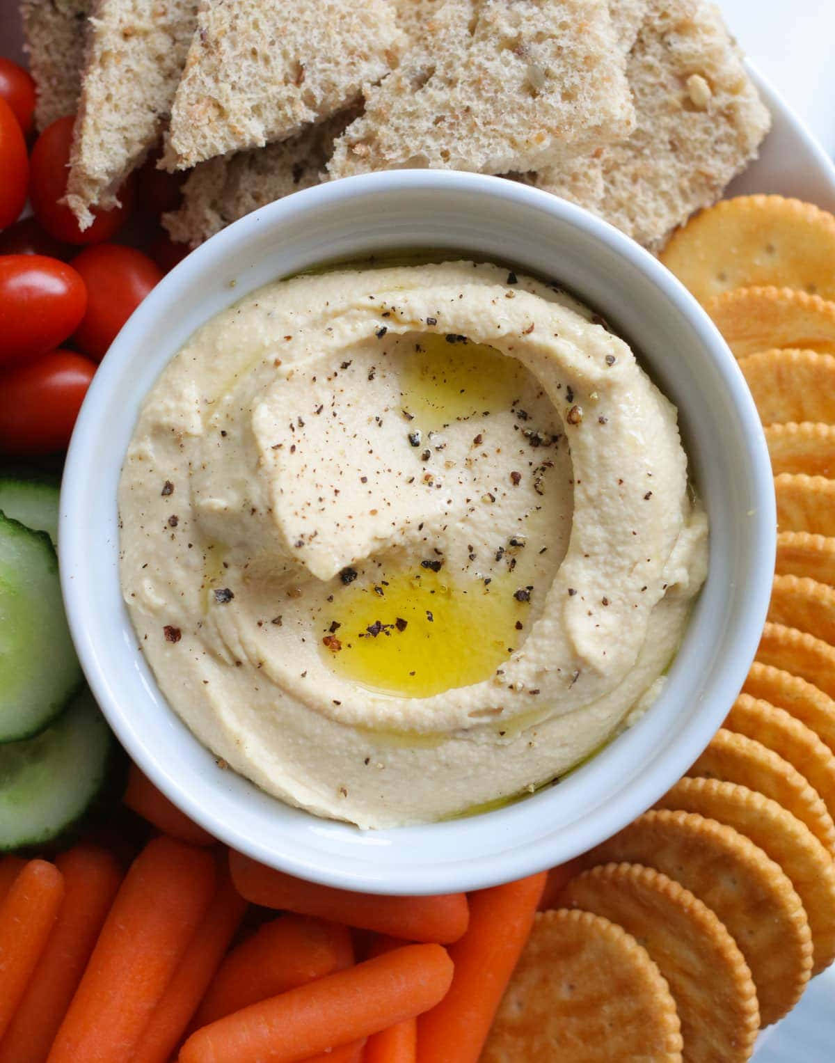 hummus, crackers, vegetables, HD Phone Wallpaper