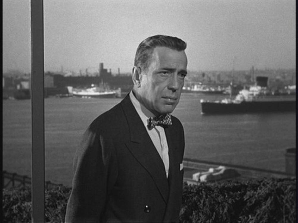 Humphrey Bogart, suit and bow tie, window, SD Desktop Wallpaper