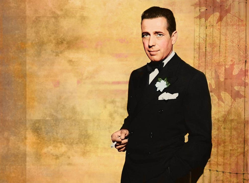 Humphrey Bogart, black tuxedo, white flower boutonniere, SD Desktop Wallpaper