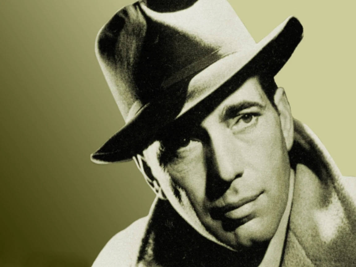 Humphrey Bogart, fedora, black and white portrait, SD Desktop Wallpaper
