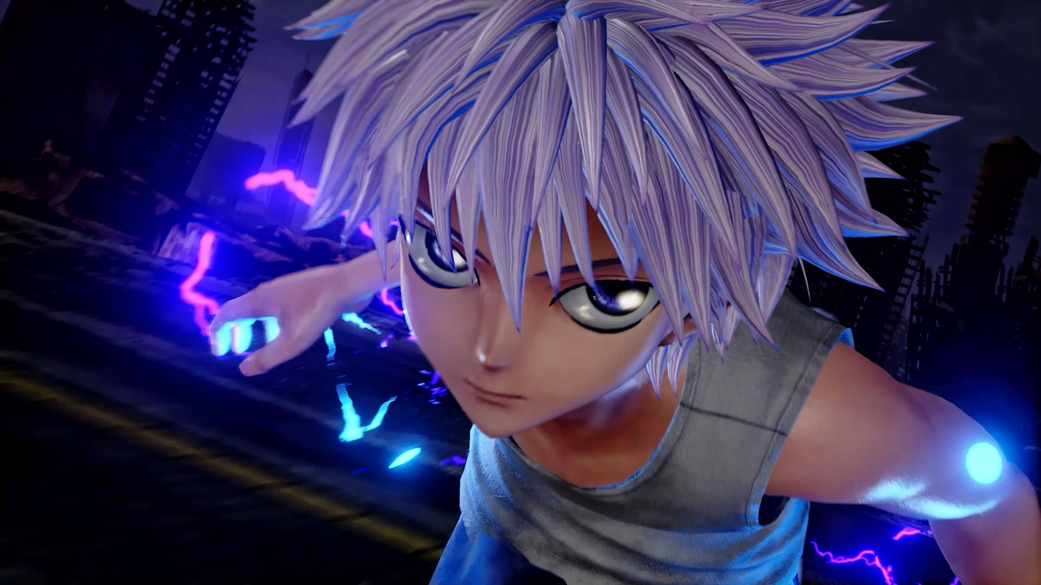 Hunter X Hunter, spiky silver hair, glowing eyes, 2K Desktop Wallpaper