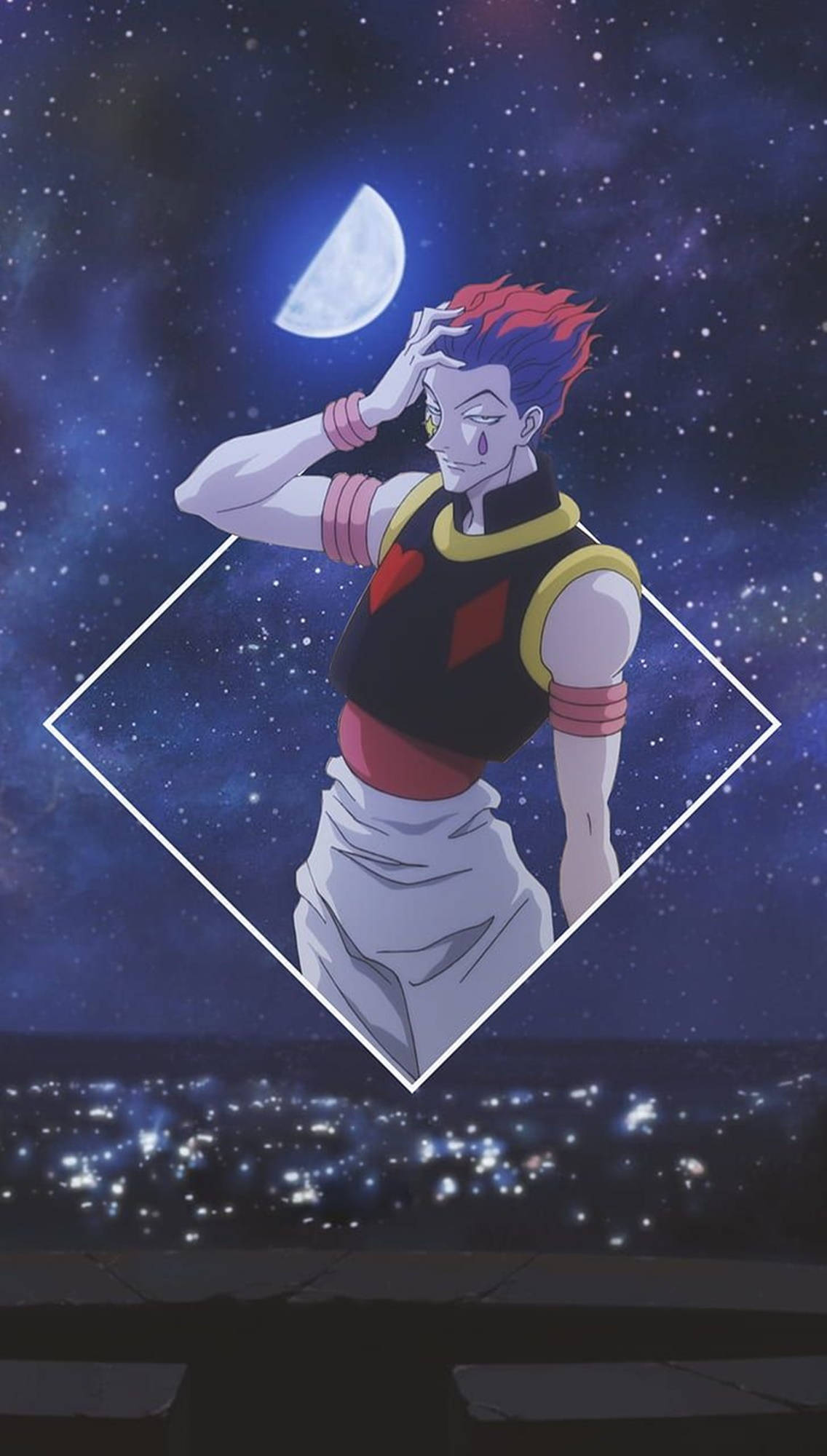 Hunter X Hunter, red-haired anime character, diamond frame, Full HD Phone Wallpaper