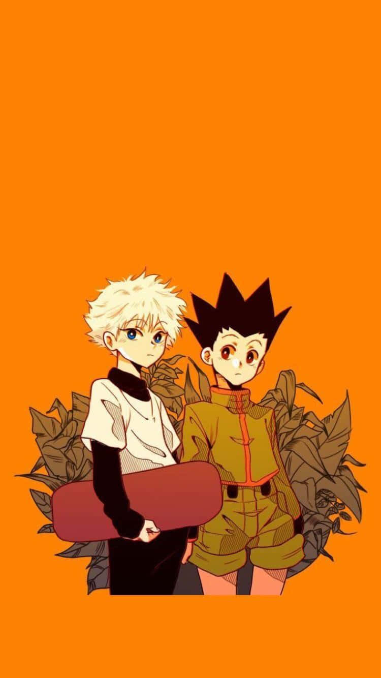 Hunter X Hunter, orange aesthetic, spiky hair, HD Phone Wallpaper