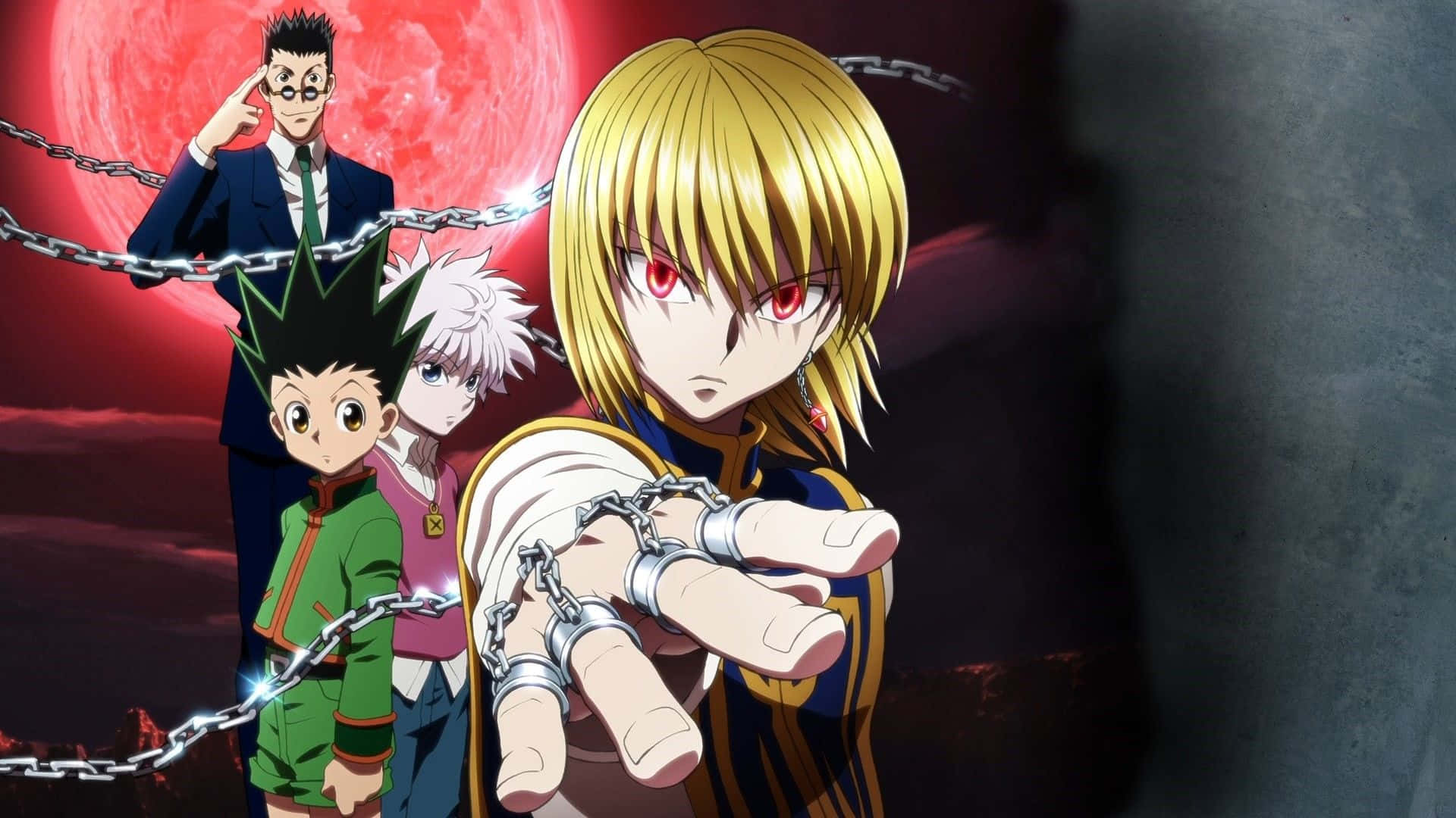 Hunter X Hunter, red moon, chains, Full HD Desktop Wallpaper