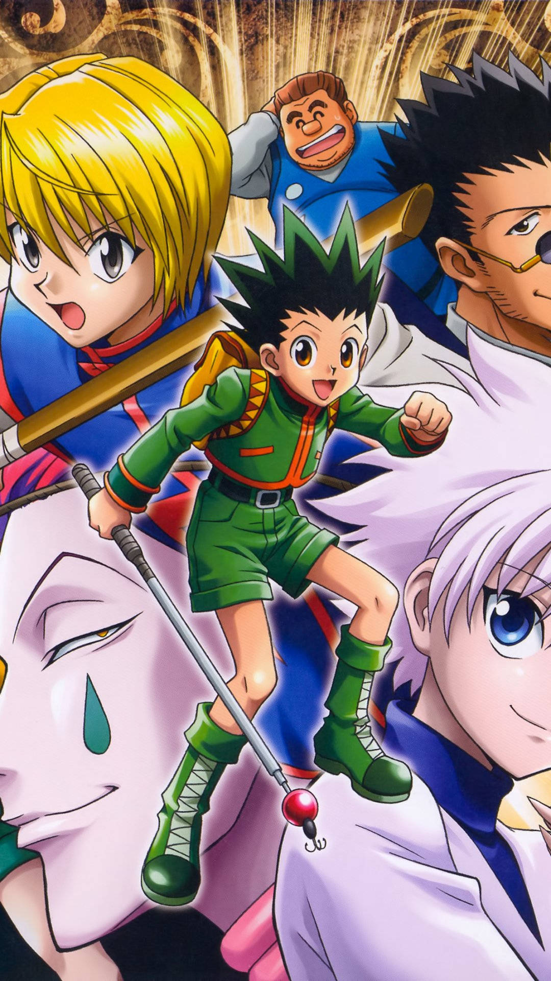 Hunter X Hunter, iPhone, golden background, Full HD Phone Wallpaper