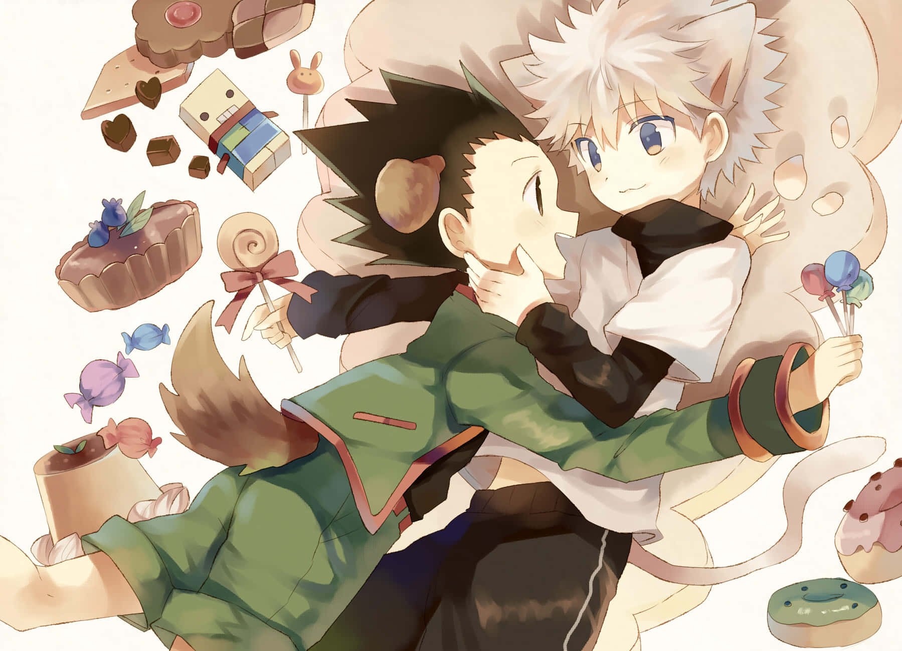 Hunter X Hunter, anime characters, floating sweets, HD Desktop Wallpaper