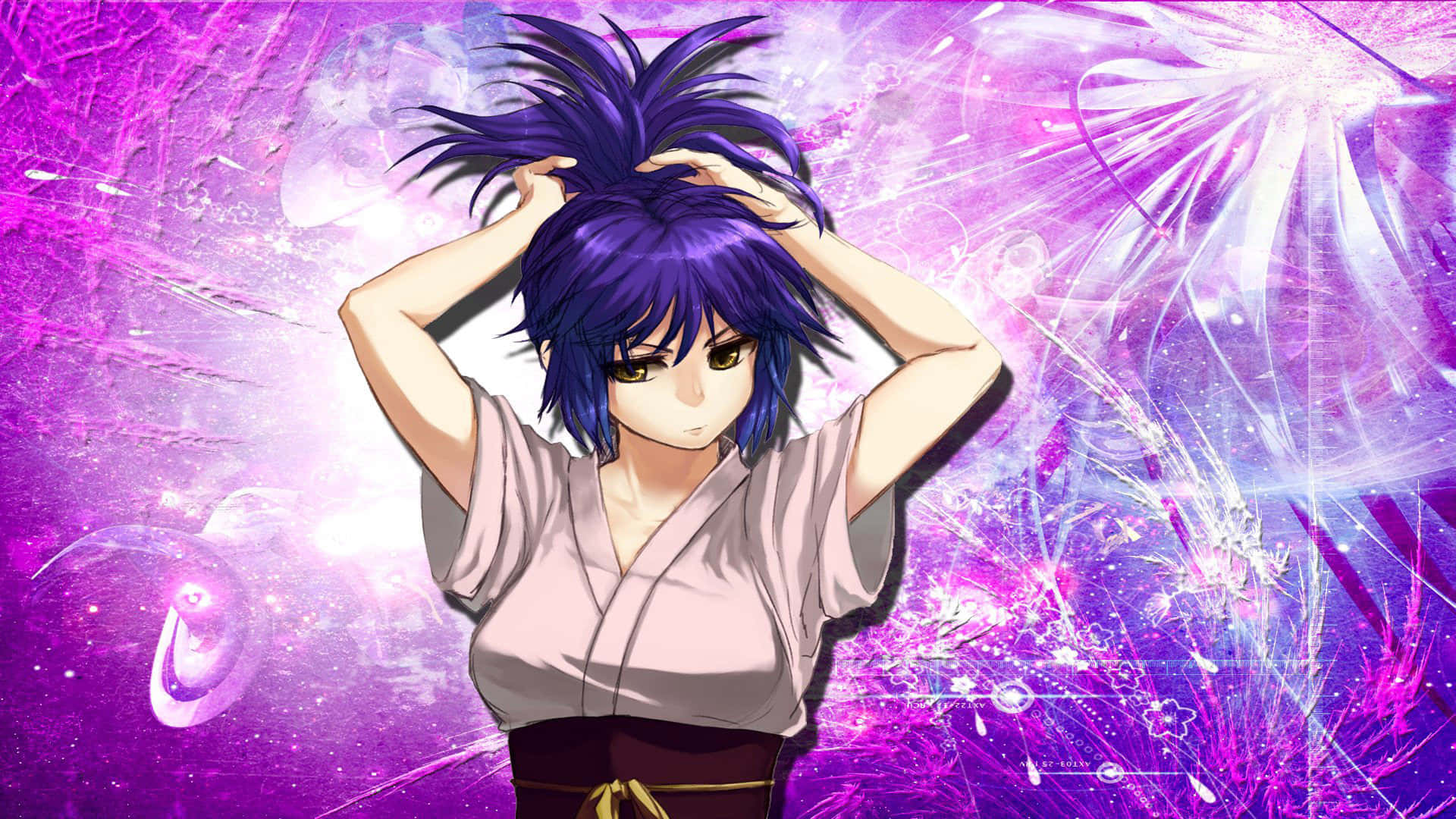 Hunter X Hunter, purple-haired anime girl, cosmic purple background, Full HD Desktop Wallpaper