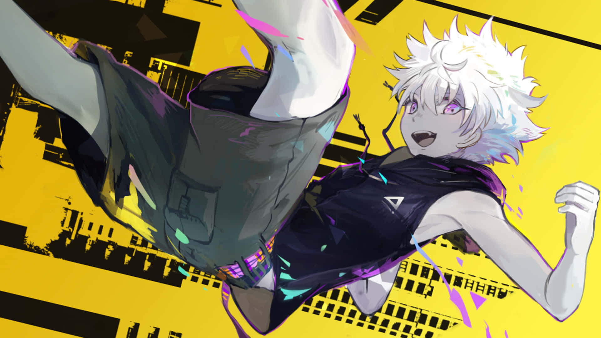 Hunter x Hunter, spiky white hair, purple eyes, Full HD Desktop Wallpaper