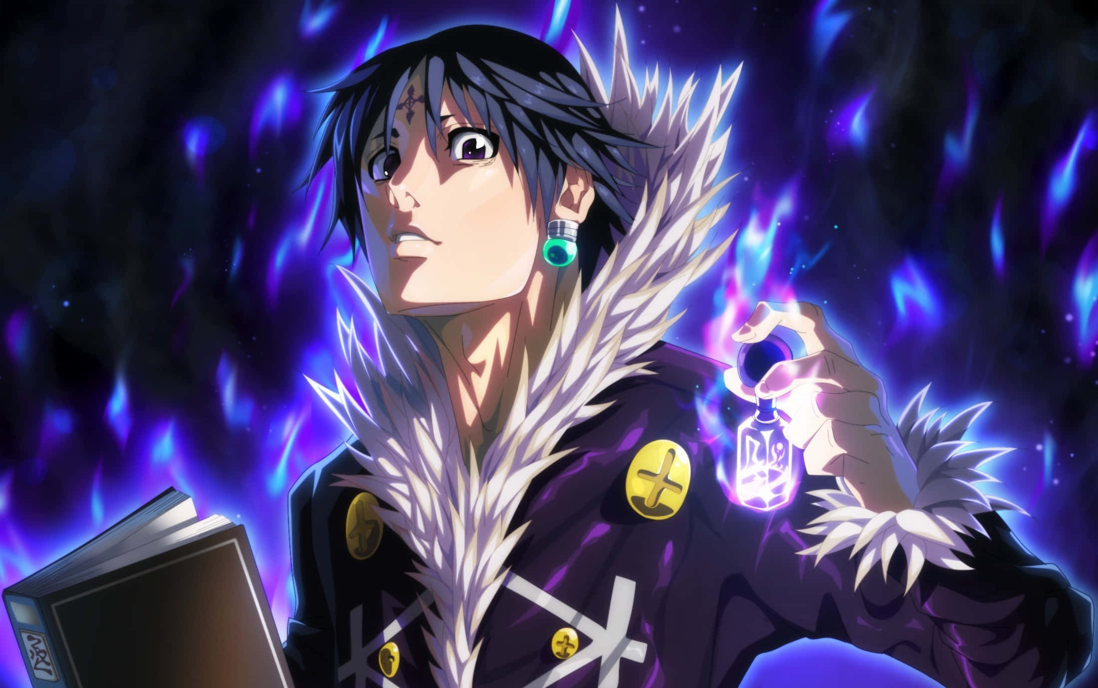 Hunter X Hunter, spiky black hair, glowing blue eyes, Full HD Desktop Wallpaper