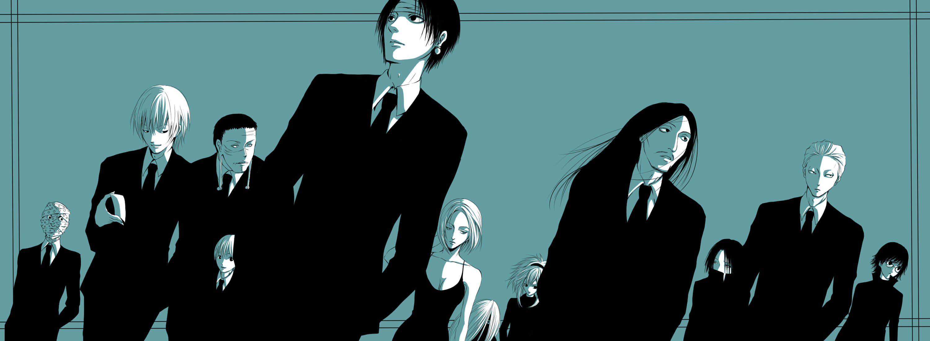Hunter X Hunter, anime characters, black suits, 2K Desktop Wallpaper
