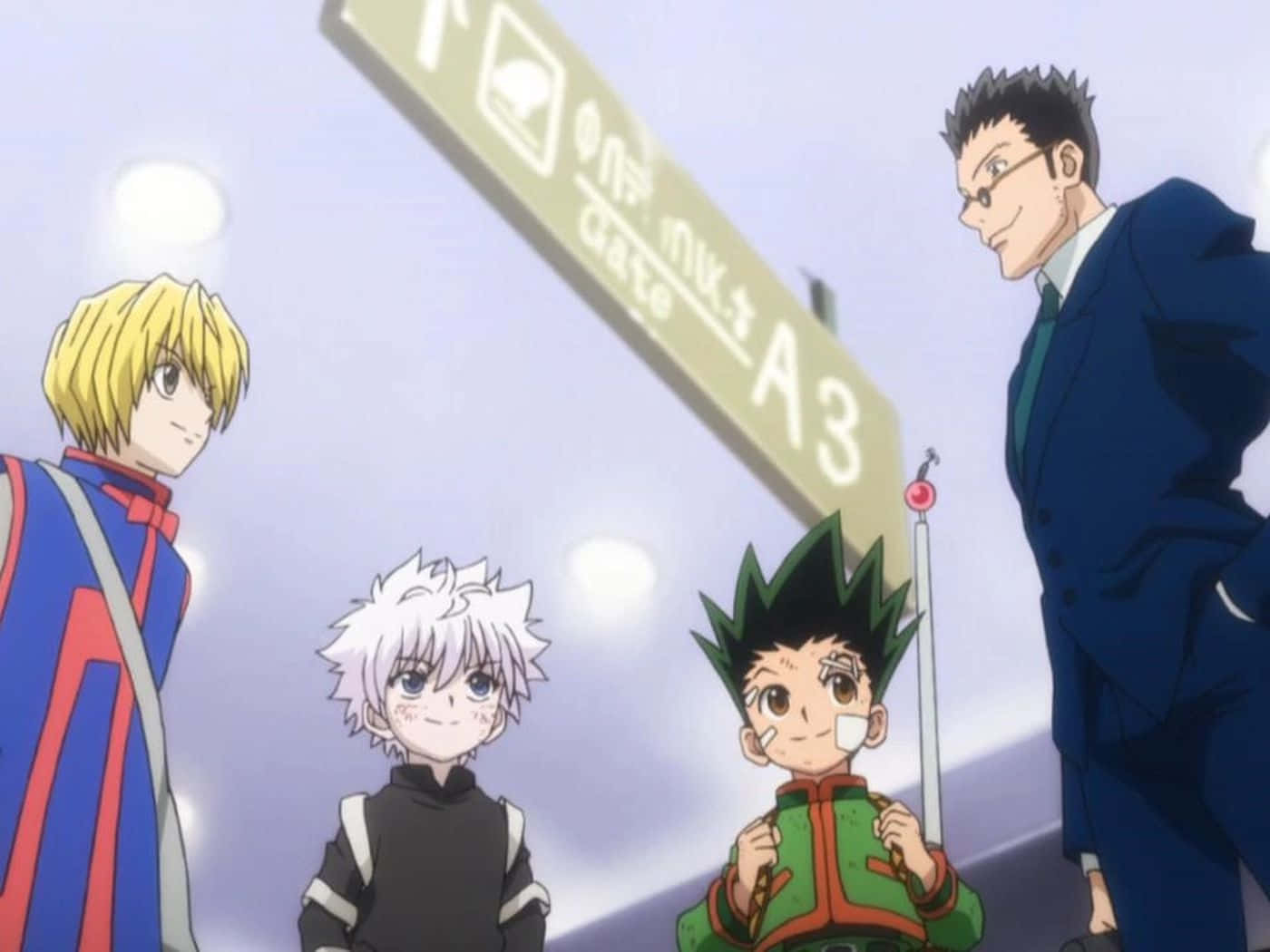Hunter X Hunter, anime characters, glowing airport gate sign, HD Desktop Wallpaper