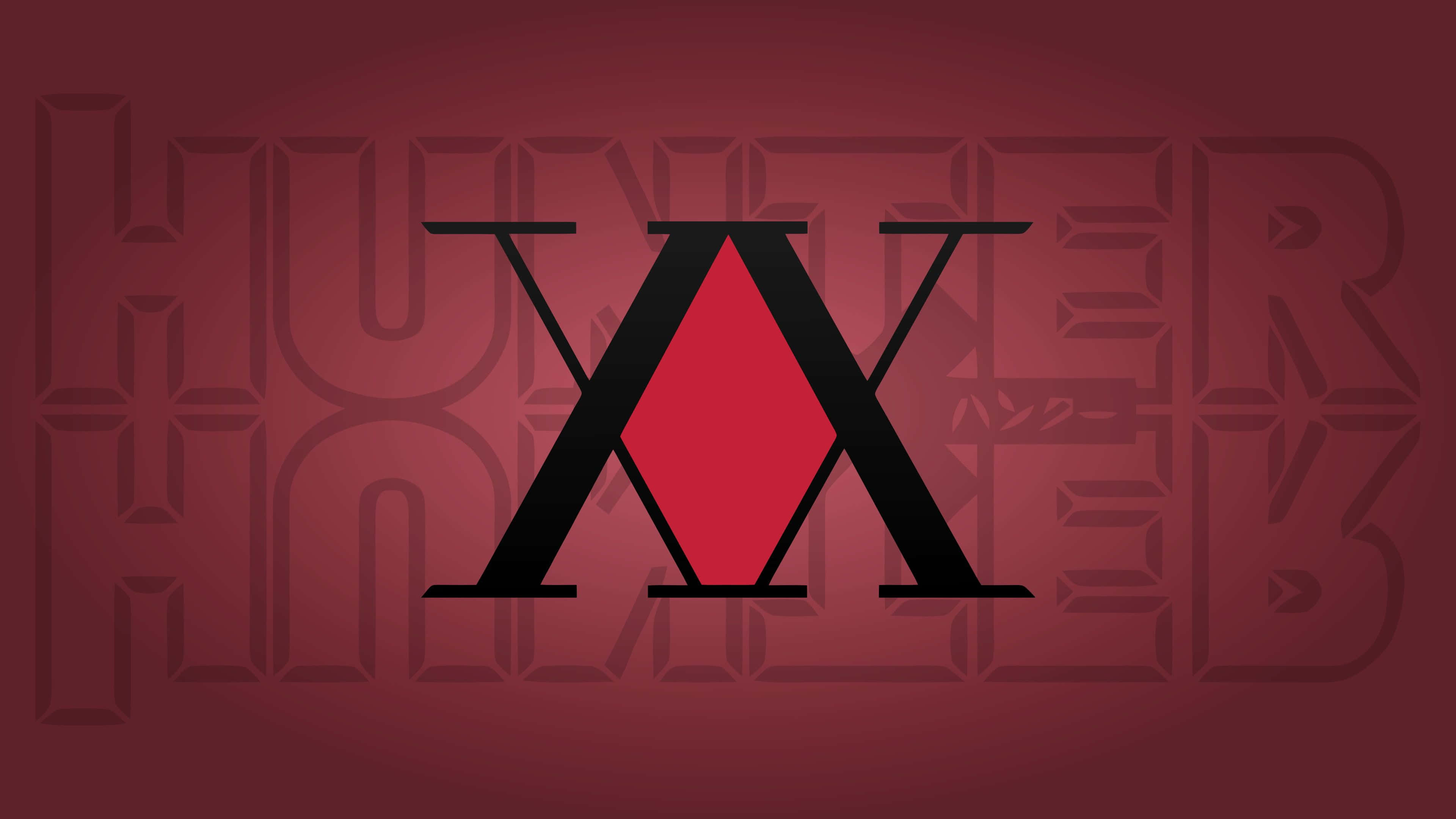Hunter X Hunter, red diamond center, black stylized X, 4K Desktop Wallpaper