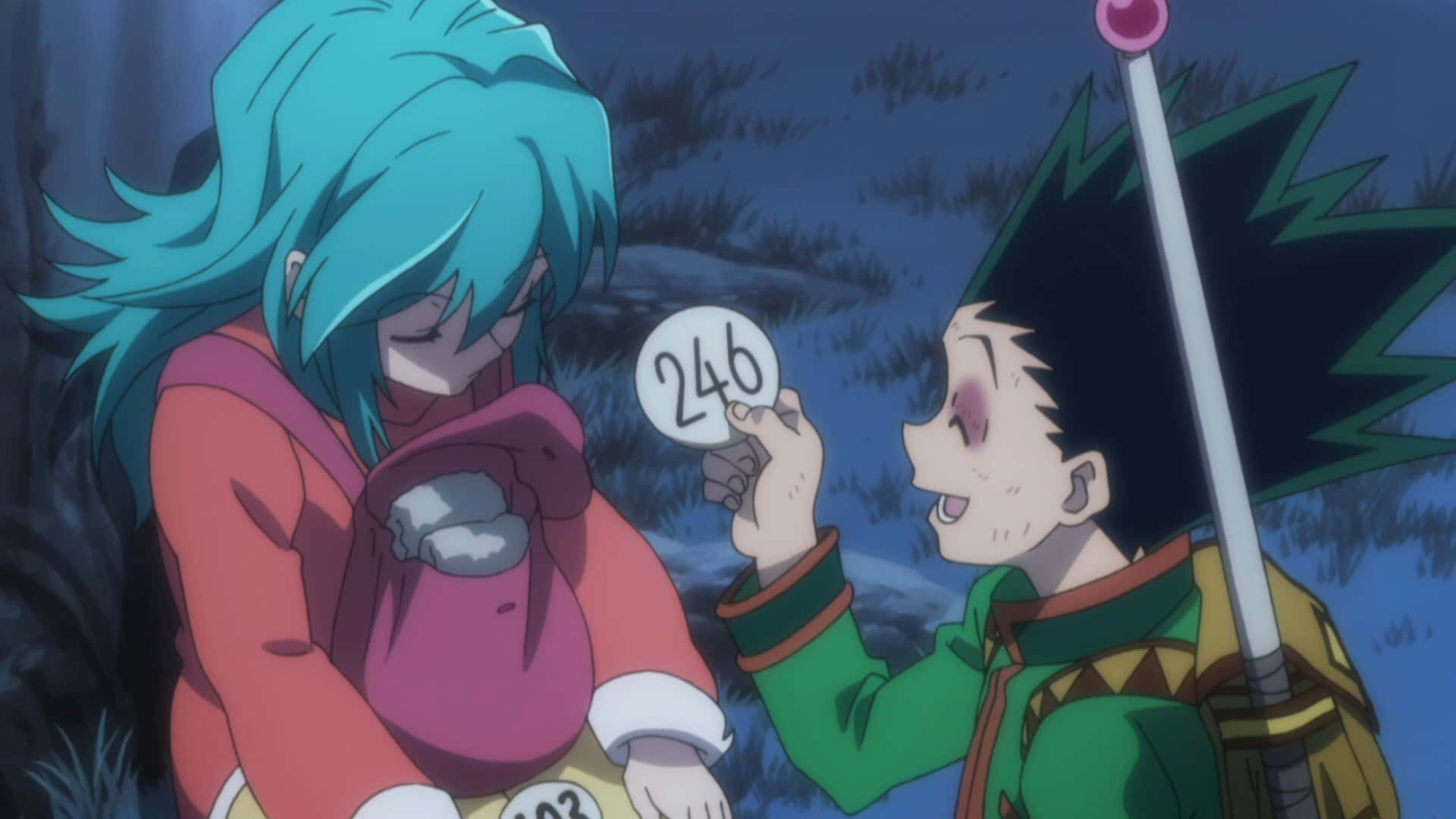 Hunter X Hunter, Ponzu, nighttime forest, Full HD Desktop Wallpaper