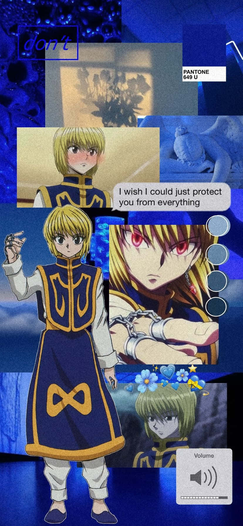 Hunter X Hunter, blue and gold outfits, textured blue background, HD Phone Wallpaper
