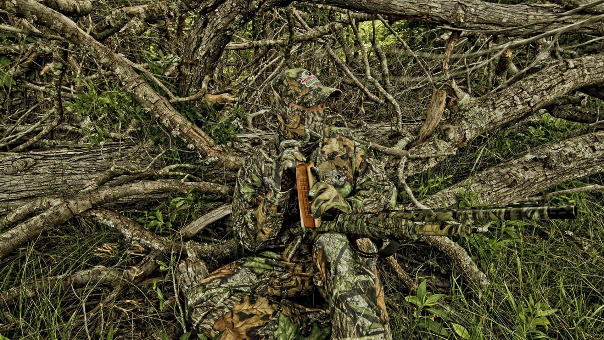 hunting camo, camouflage gear, fallen branches, Full HD Desktop Wallpaper