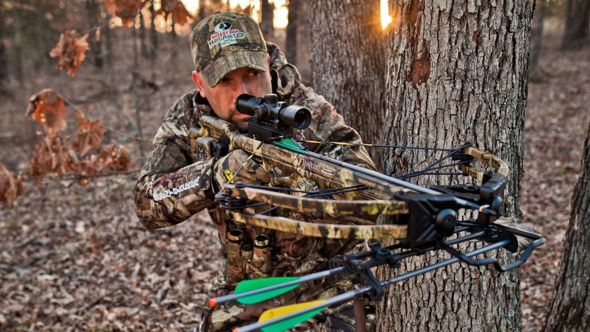 hunting camo, camouflage gear, crossbow, Full HD Desktop Wallpaper