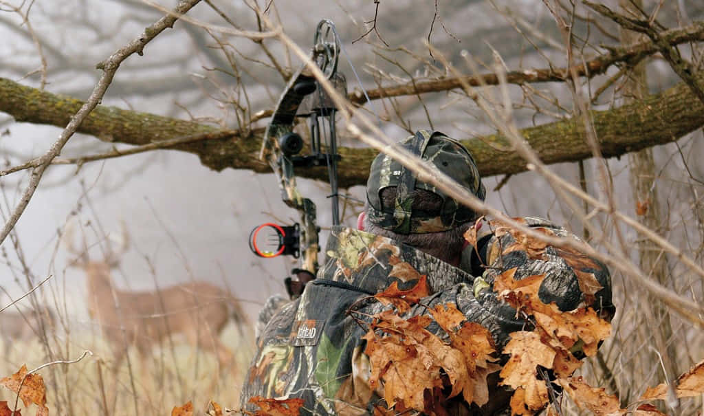 hunting camo, compound bow, deer, SD Desktop Wallpaper