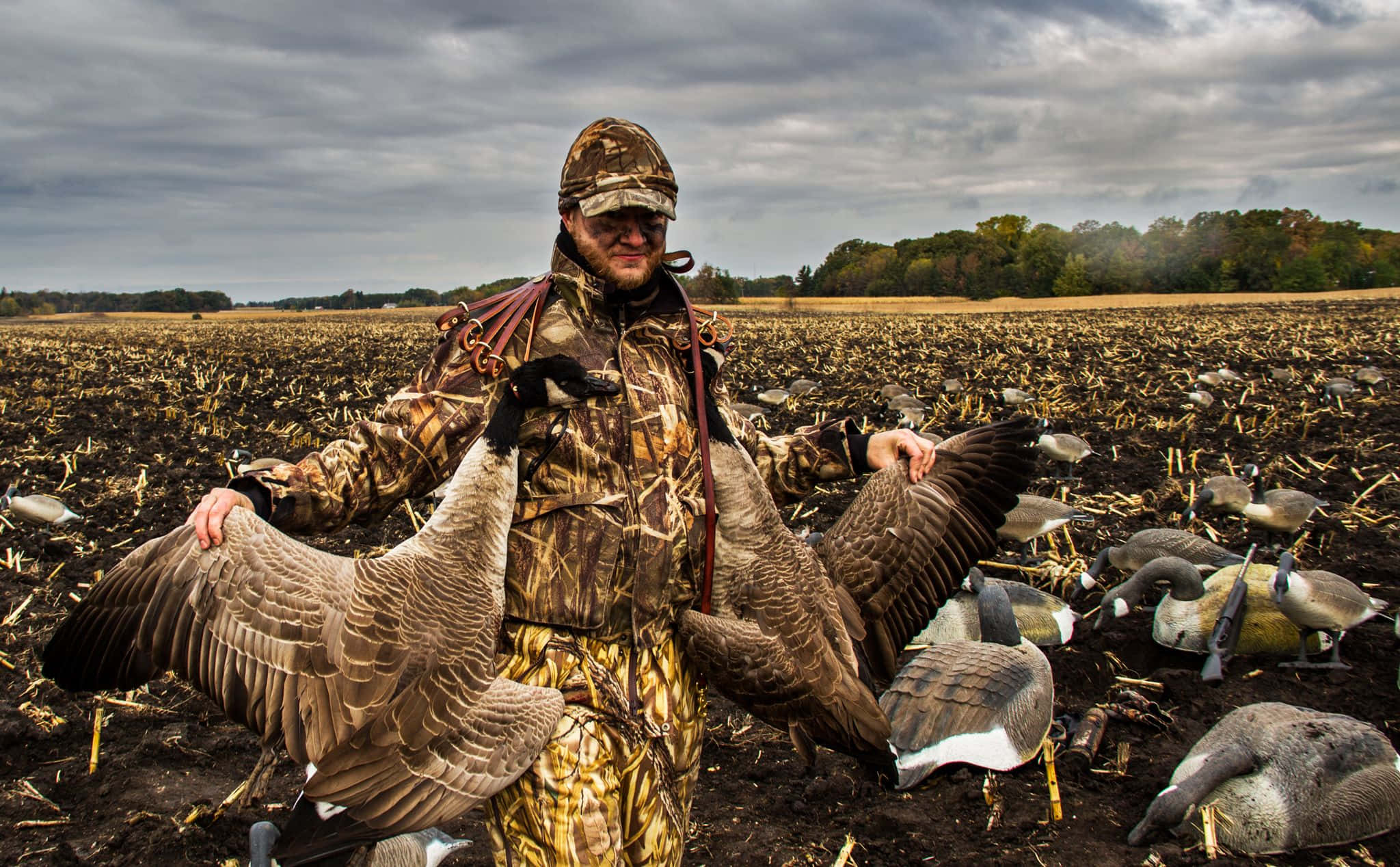 hunting desktop, camouflage gear, geese, Full HD Desktop Wallpaper