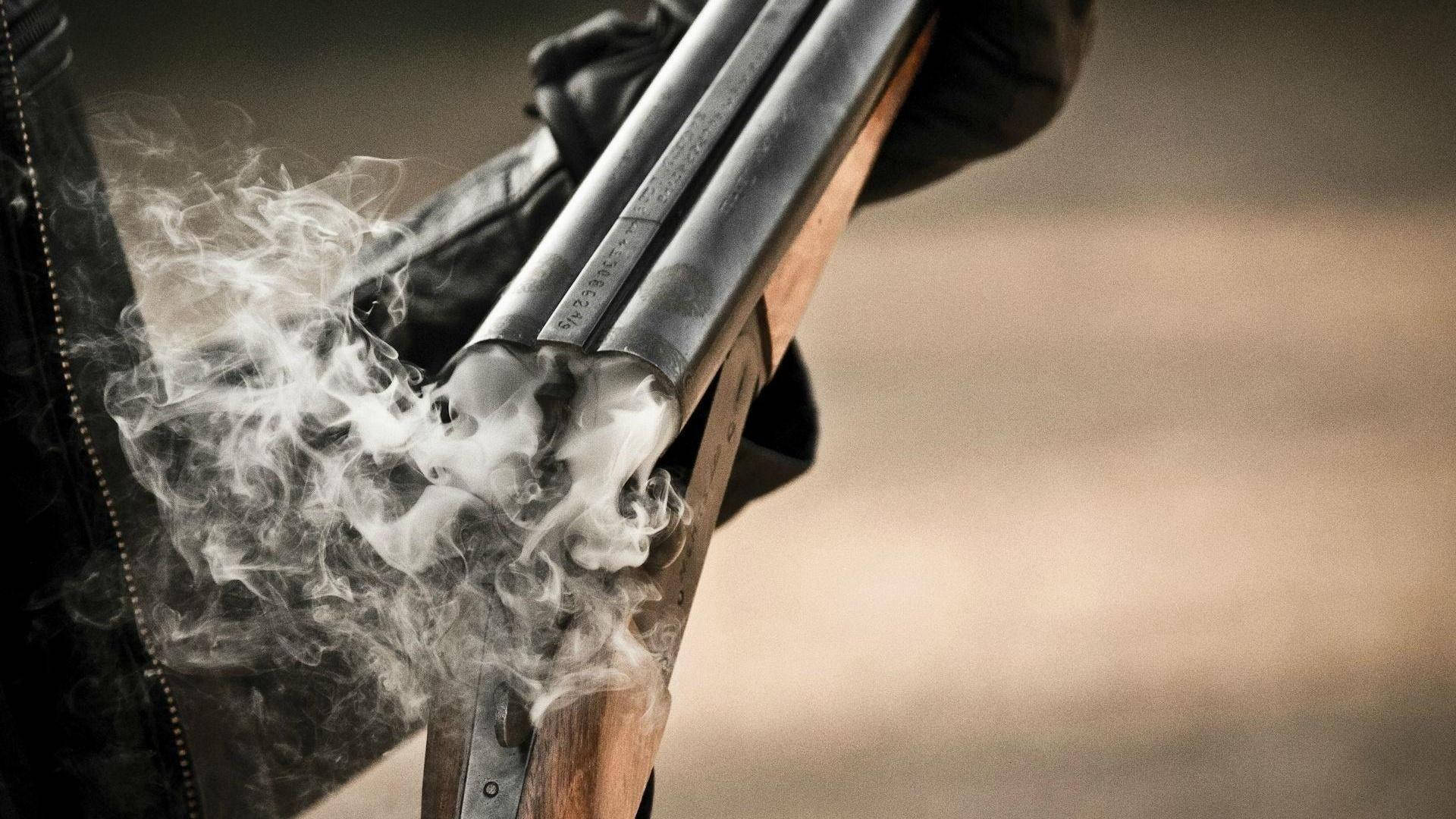 smoking hunting shotgun, shotgun, smoke billowing from its barrels, Full HD Desktop Wallpaper