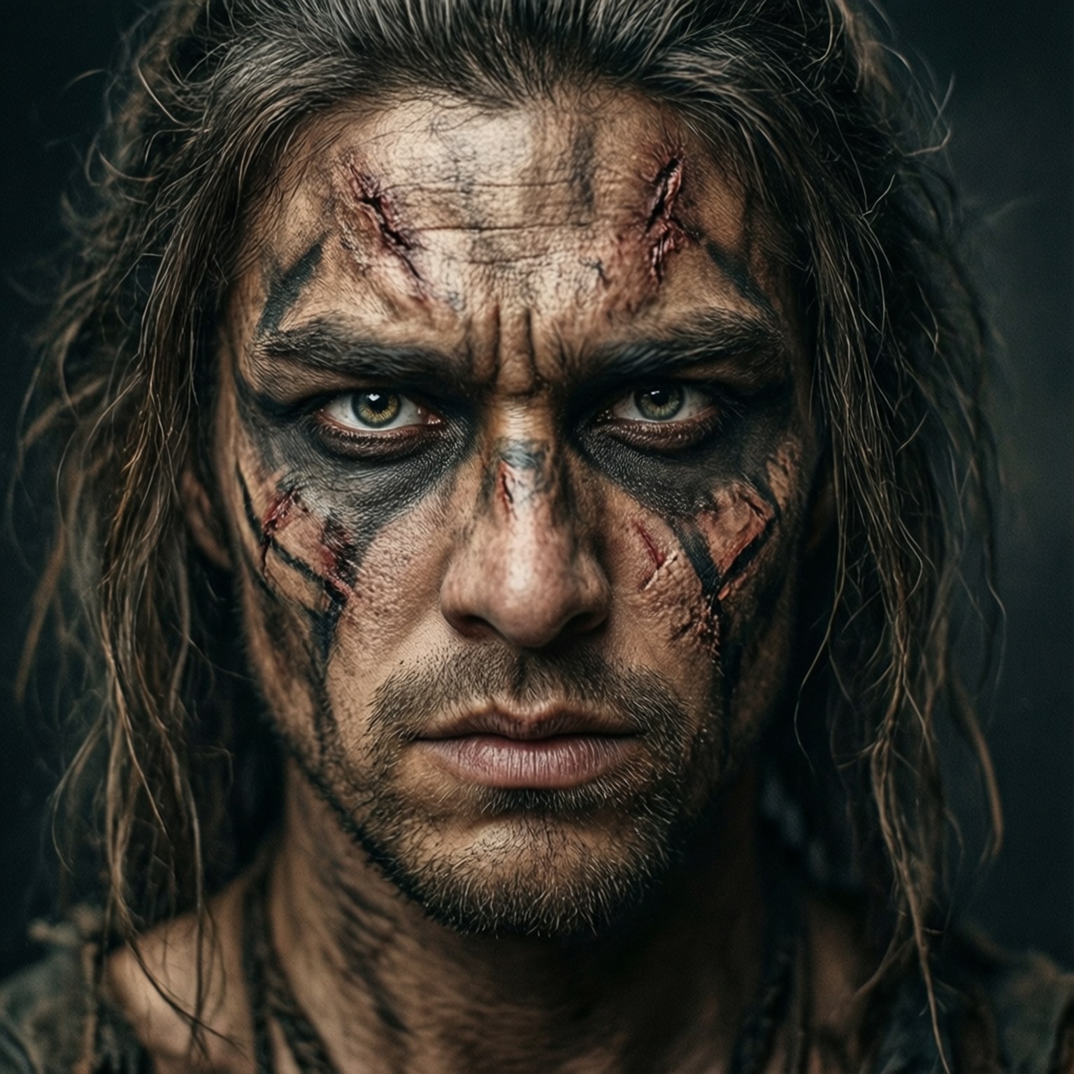 Huntrix, tribal markings, intense portrait, HD Desktop Wallpaper
