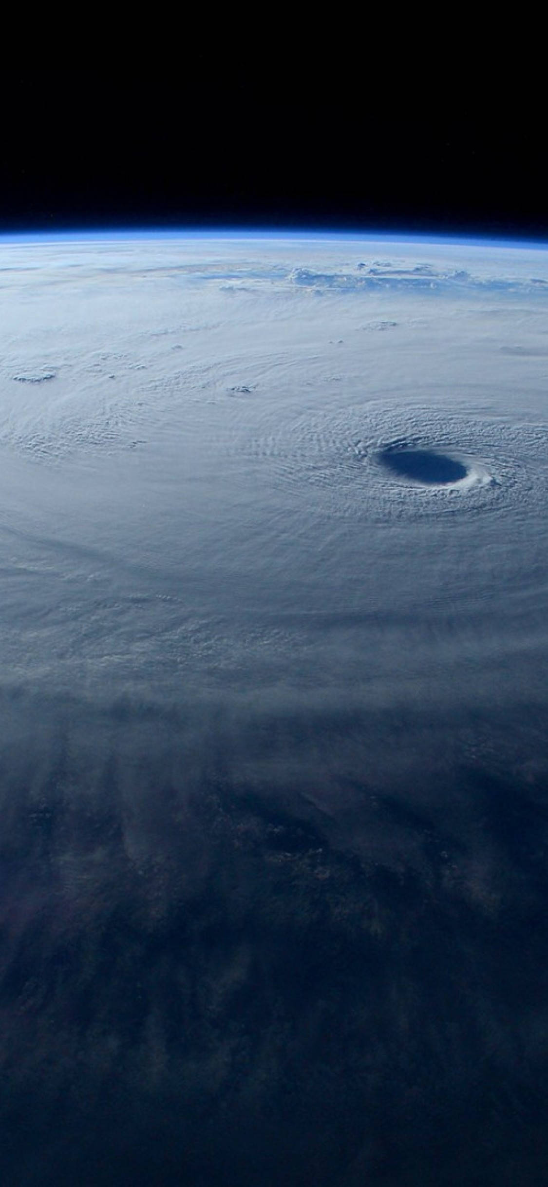 Hurricane, Earth's curved horizon, space, Full HD Phone Wallpaper