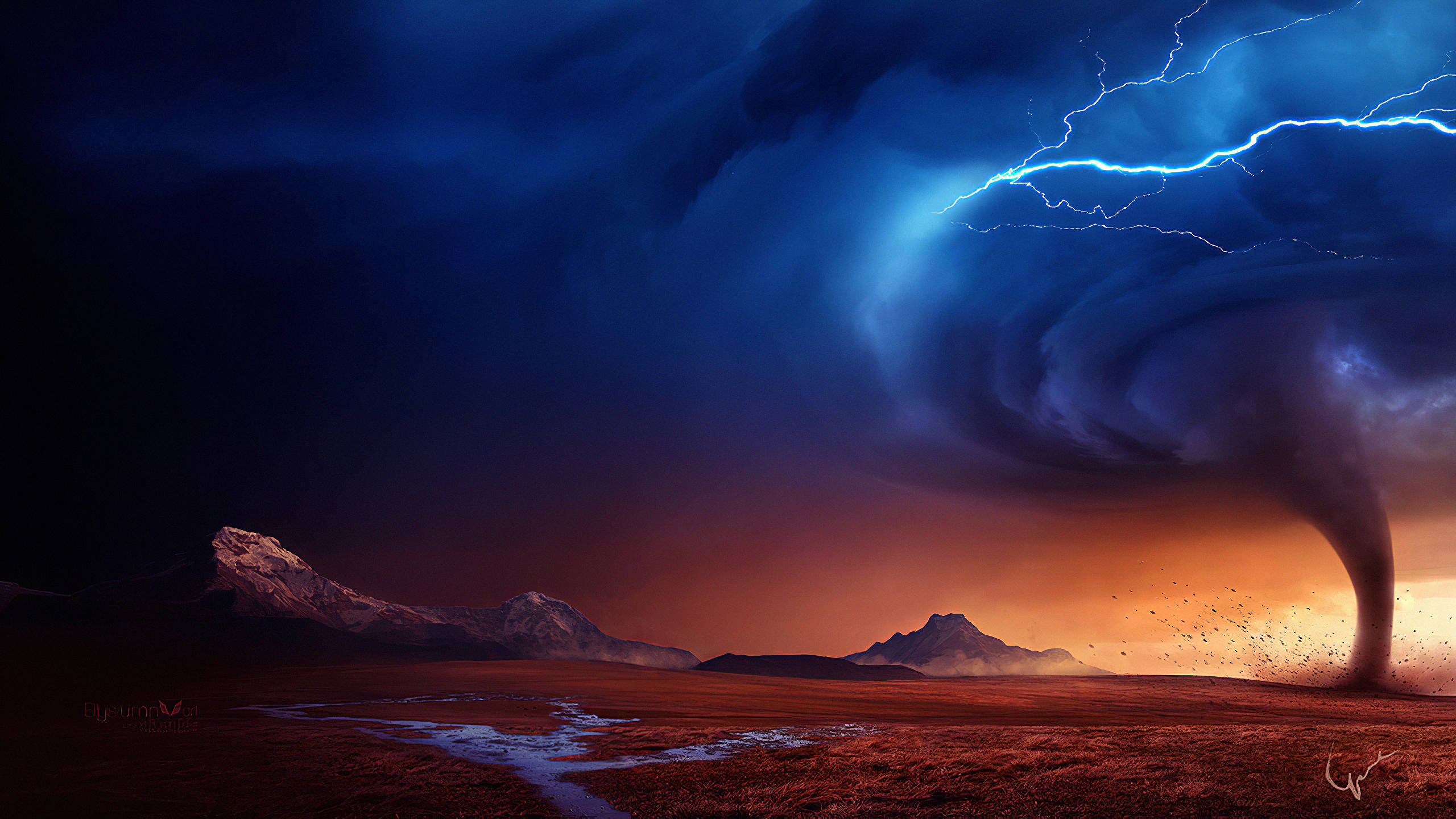Hurricane, Desert, Tornado, 2K Desktop Wallpaper