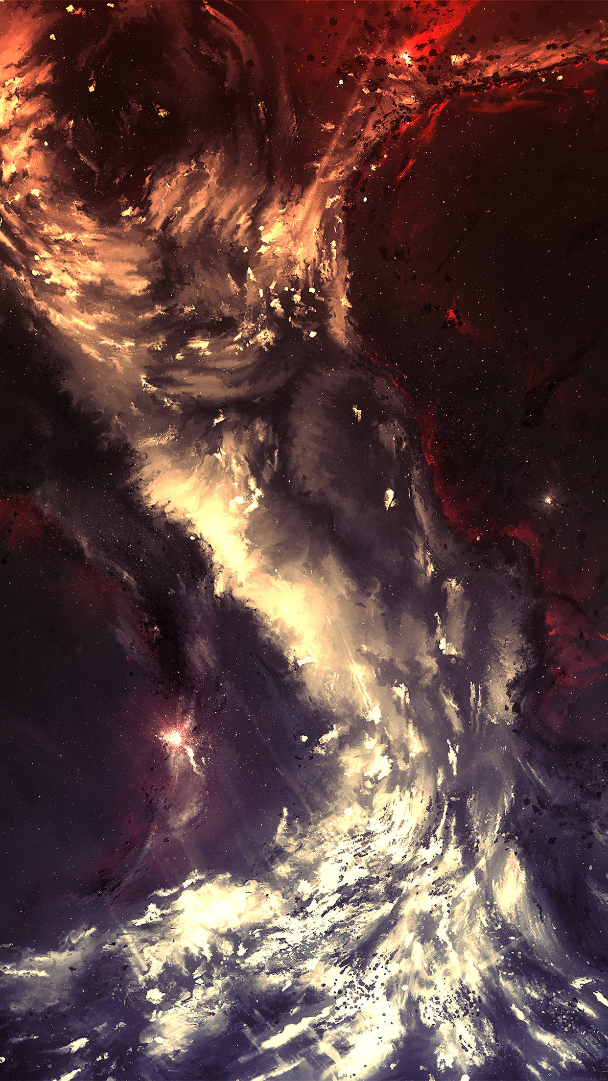 Hurricane, cosmic nebula, fiery reds, Full HD Phone Wallpaper