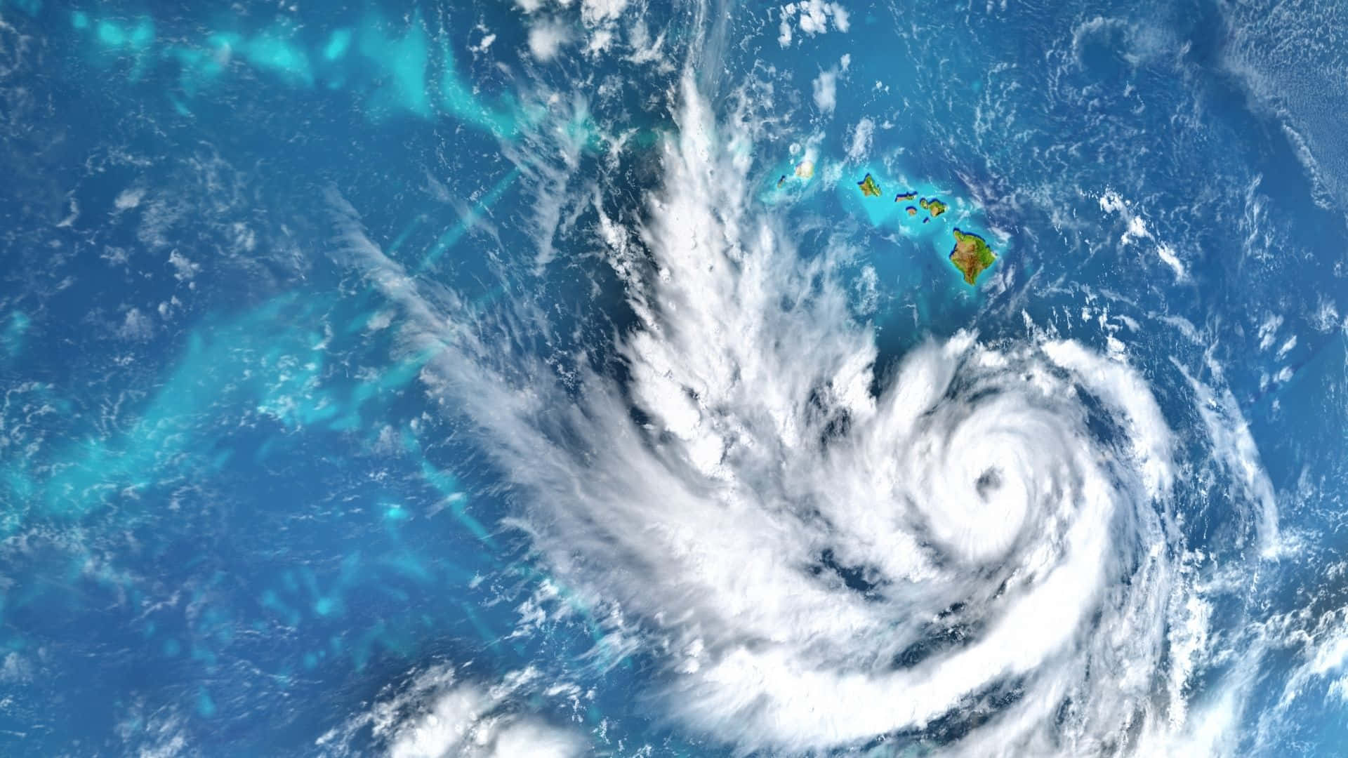Cyclone, turquoise oceans, small island chain, Full HD Desktop Wallpaper