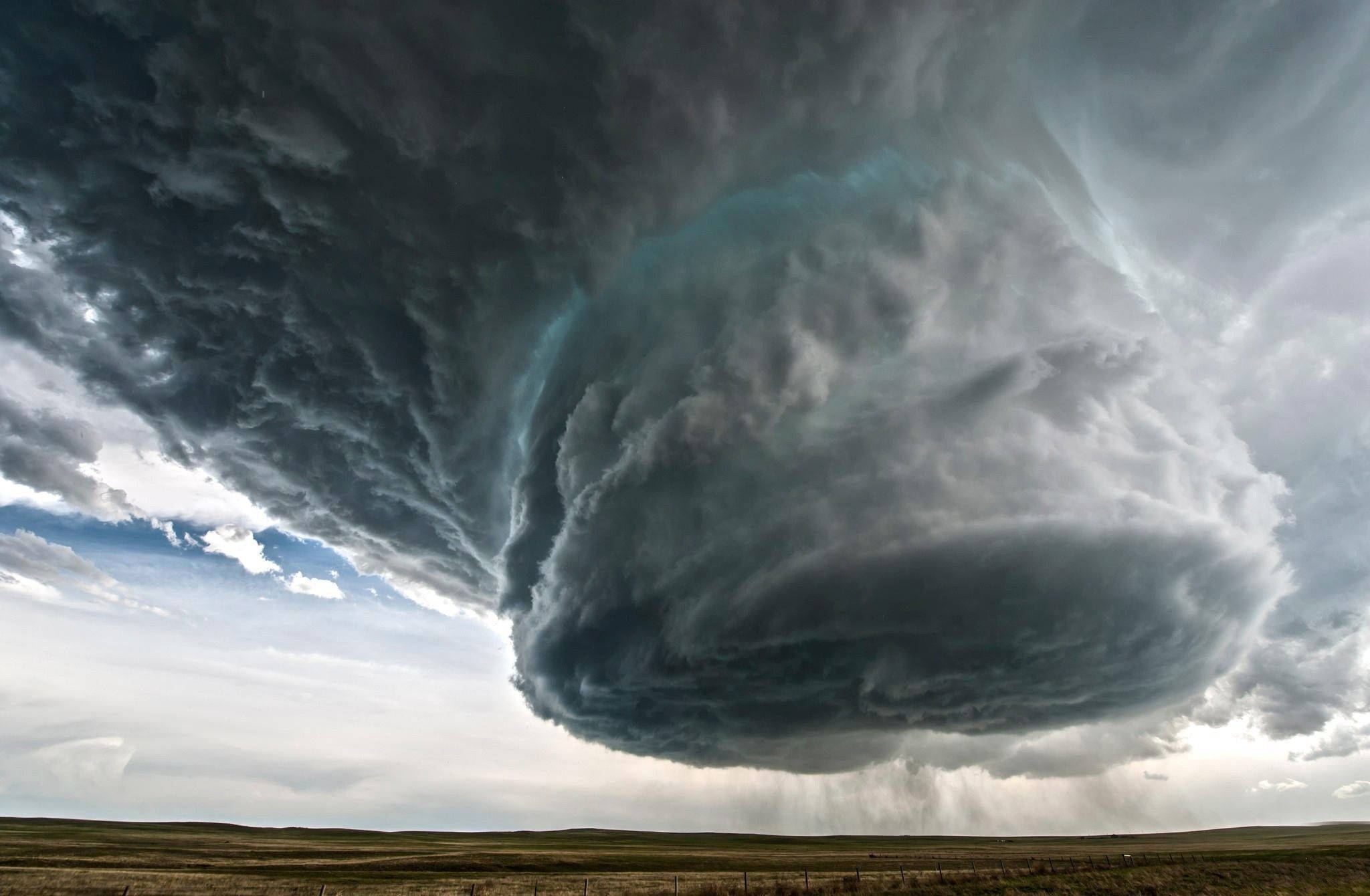Hurricane In The Sky, supercell thunderstorm, flat grassland, Full HD Desktop Wallpaper