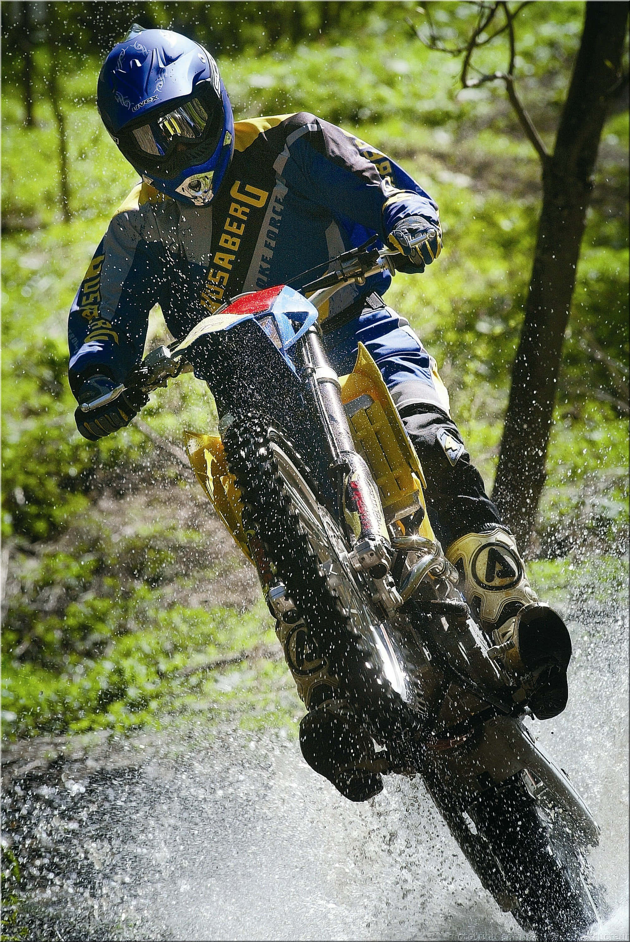 Husaberg, motocross rider, blue gear, 2K Phone Wallpaper