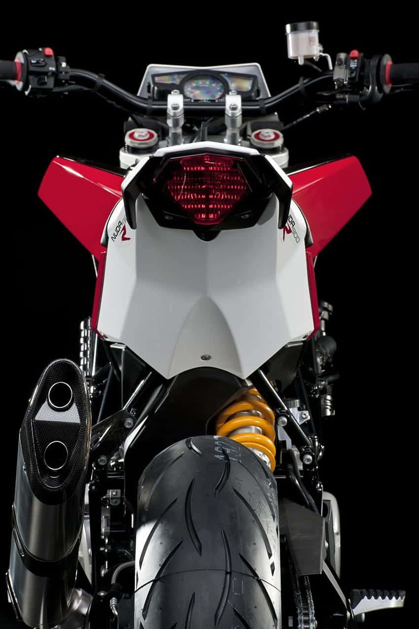 Husqvarna, red and white sport motorcycle, glowing red taillight, SD Phone Wallpaper