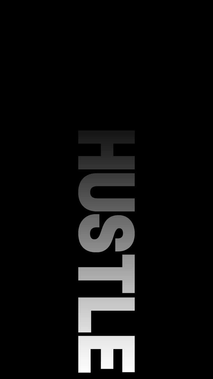 HUSTLE, black background, bold gradient gray letters, HD Phone Wallpaper