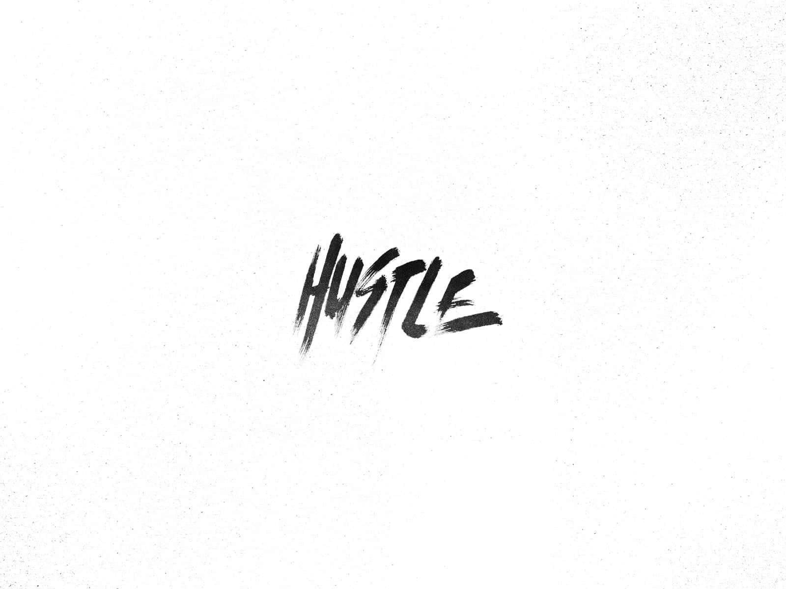 HUSTLE, black brushstroke lettering, textured white background, HD Desktop Wallpaper