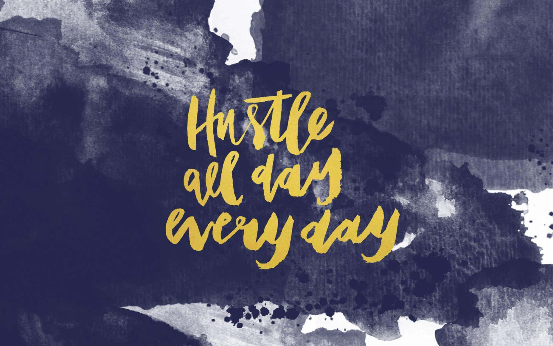 Hustler, gold cursive text, navy blue, HD Desktop Wallpaper