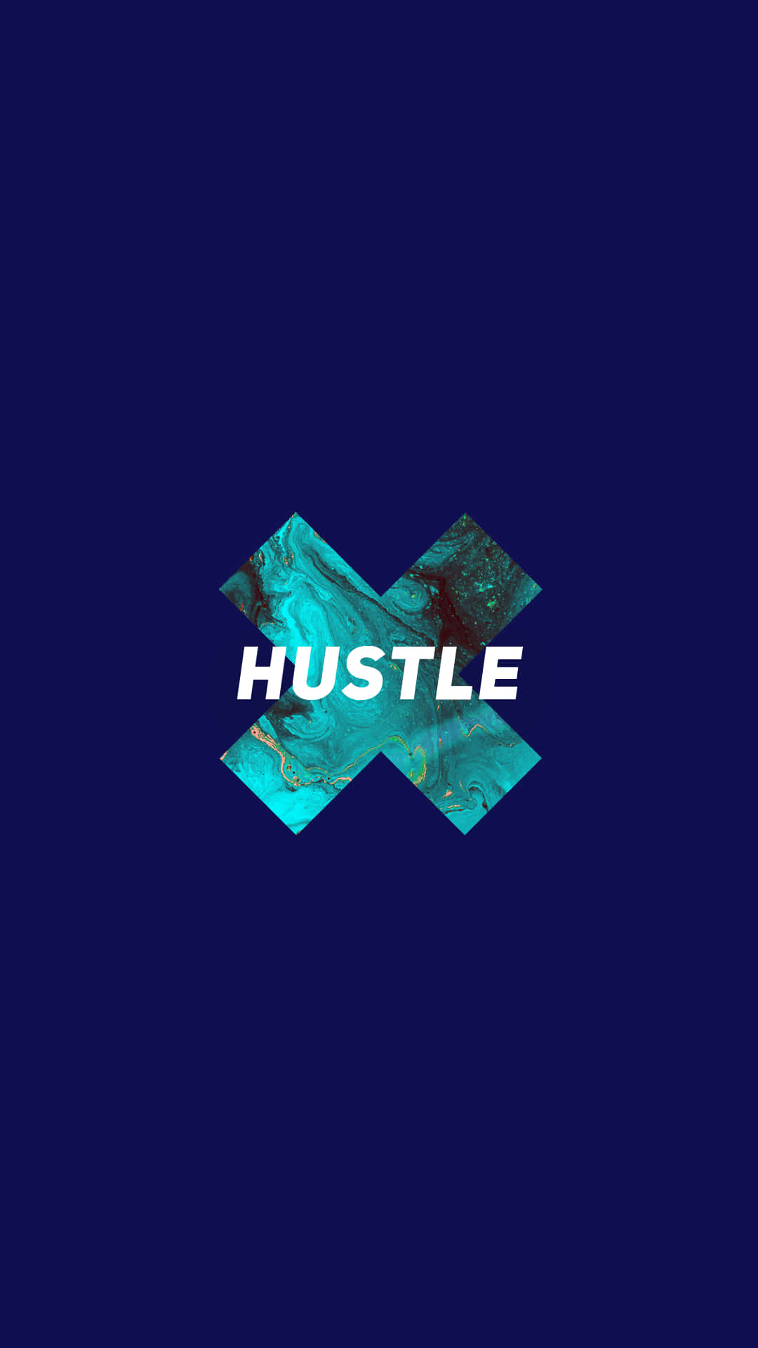 HUSTLE, teal marbled X, deep blue background, Full HD Phone Wallpaper