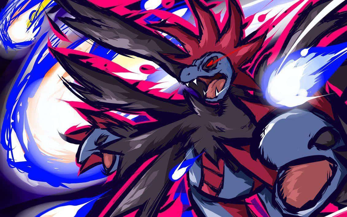 Hydreigon, anime dragon, spiky red and black fur, SD Desktop Wallpaper