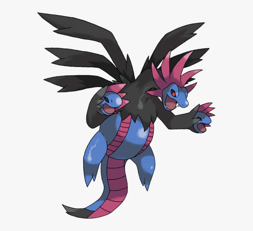 Hydreigon, blue body, black wings, SD Desktop Wallpaper