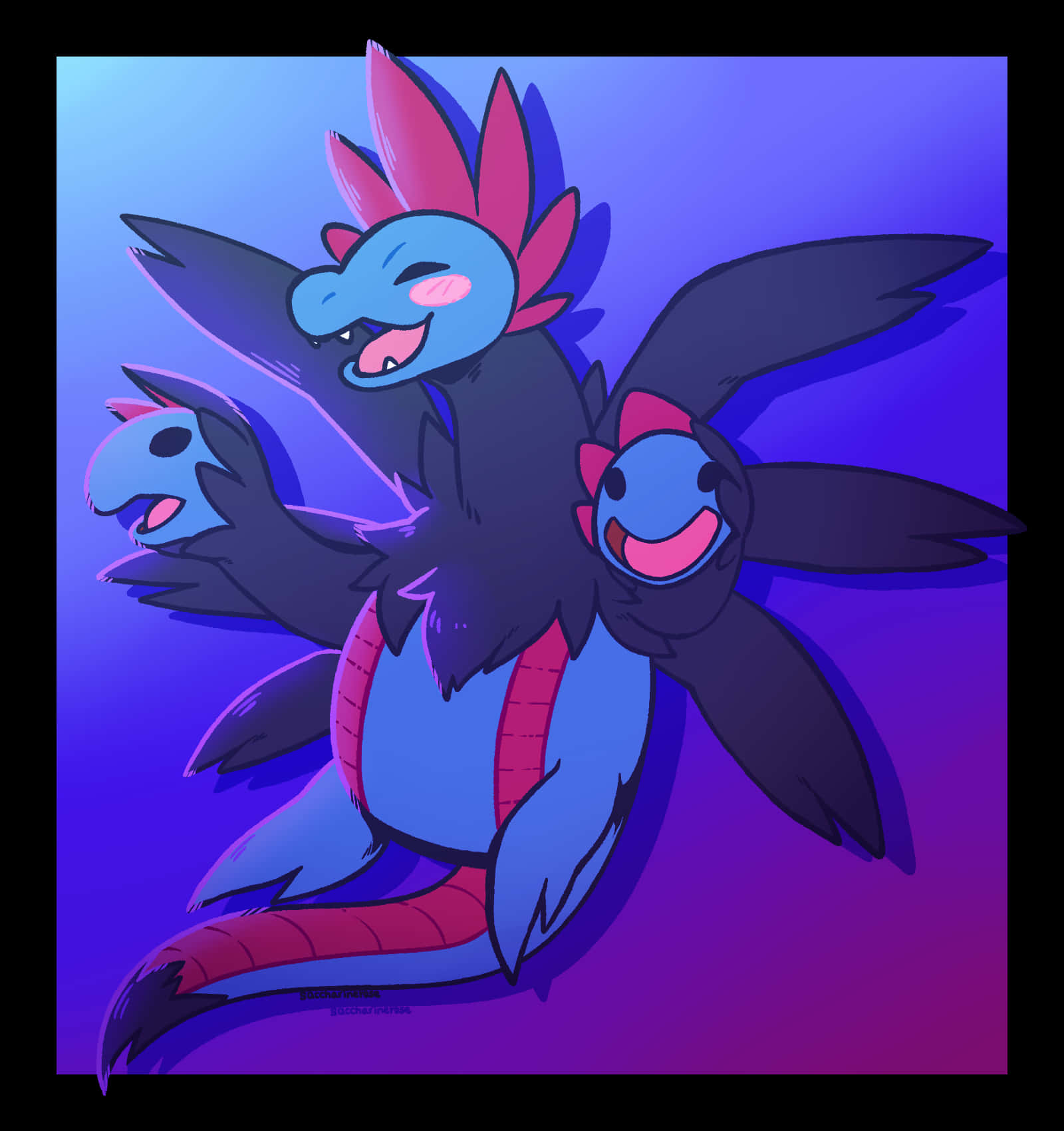 Hydreigon, blush cheeks, blue dragon, HD Phone Wallpaper