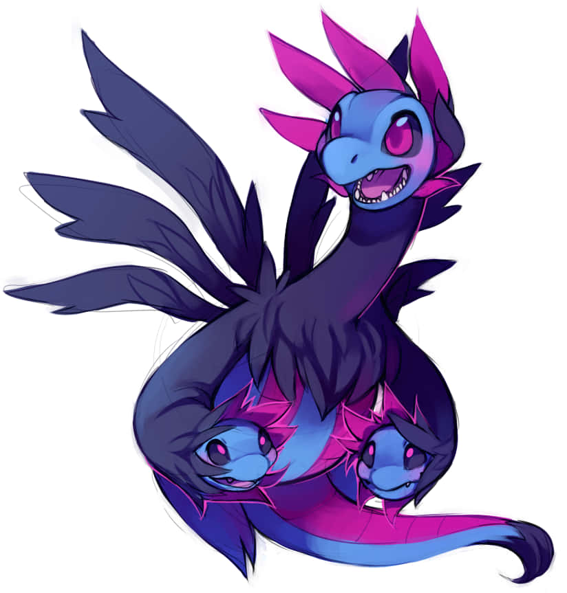 Hydreigon, purple dragon, three heads, SD Phone Wallpaper