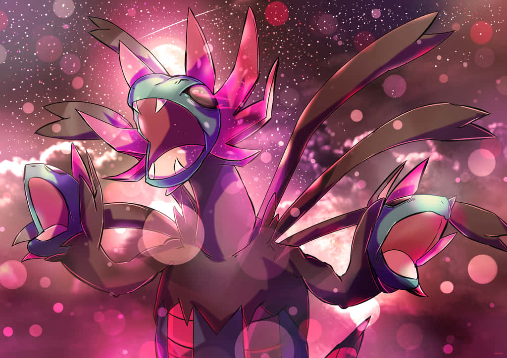 Hydreigon, anime-style, purple and teal accents, SD Desktop Wallpaper