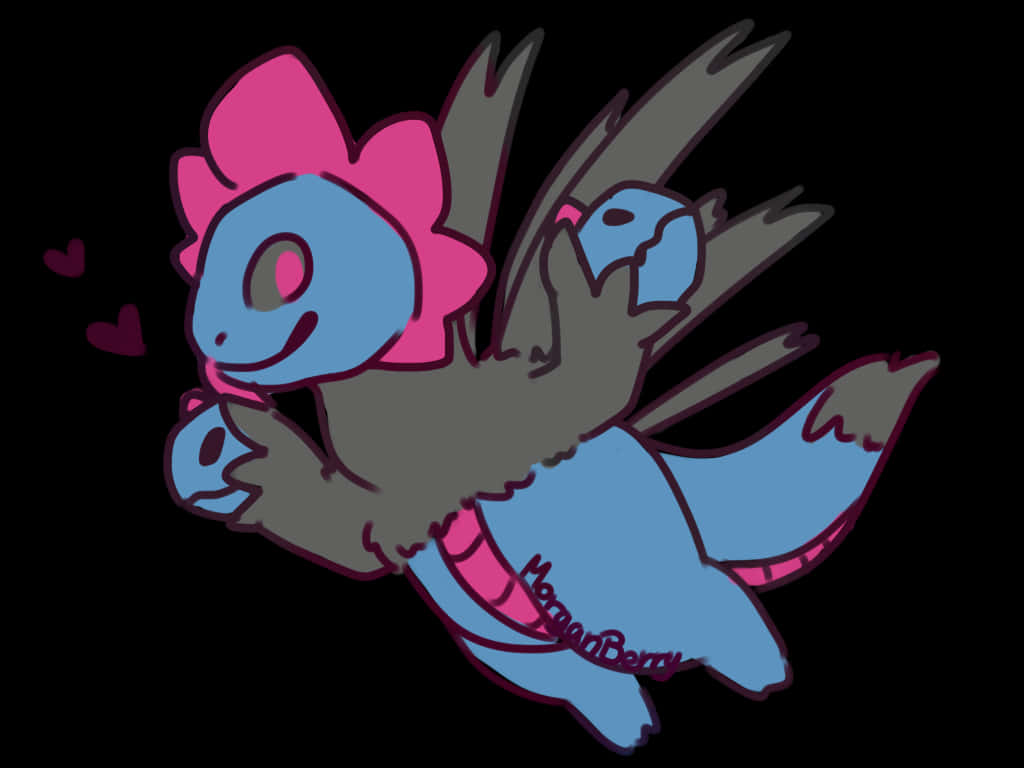 Hydreigon, blue dragon, pink spikes, SD Desktop Wallpaper