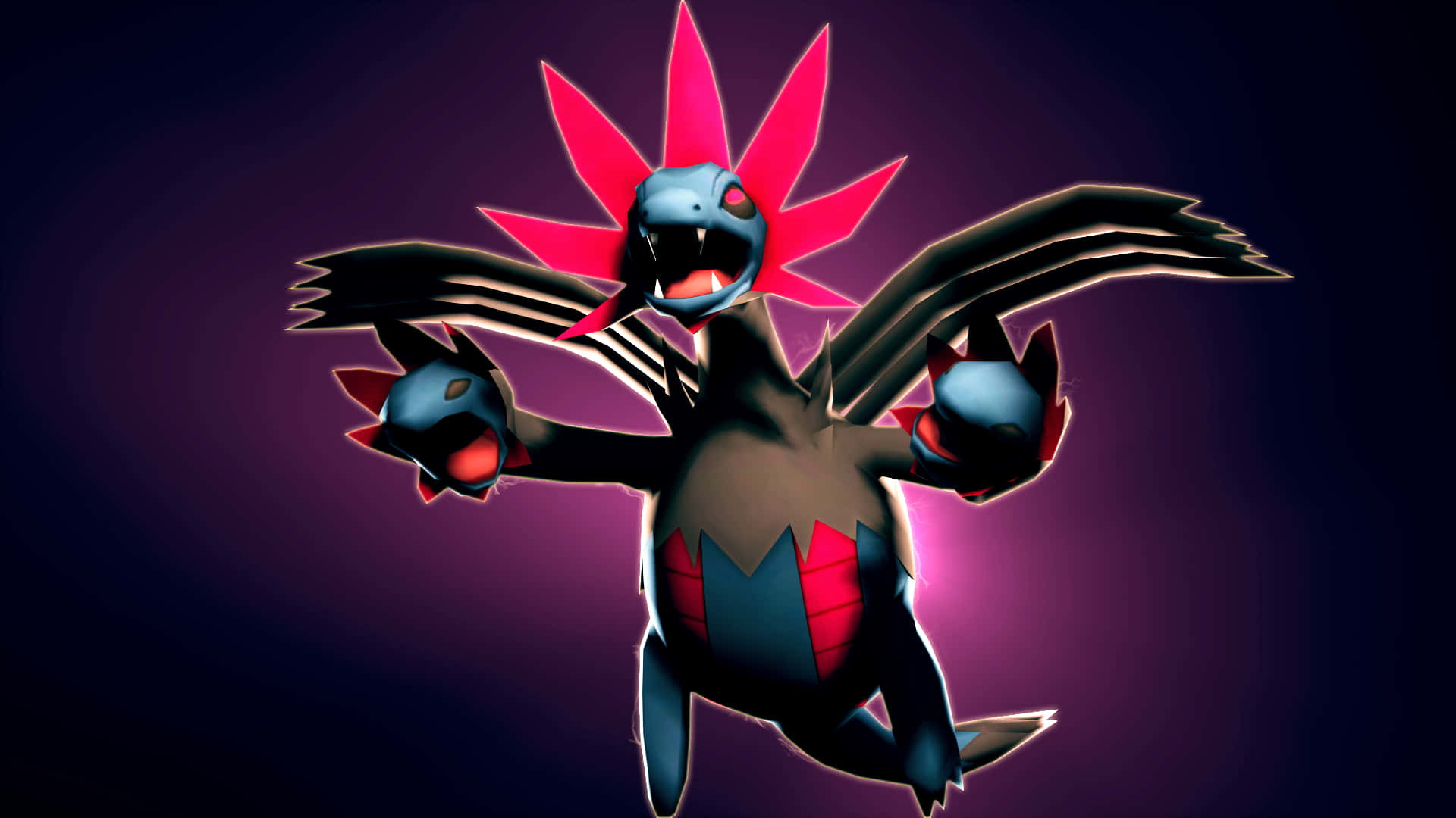 Hydreigon, dark blue, red, Full HD Desktop Wallpaper